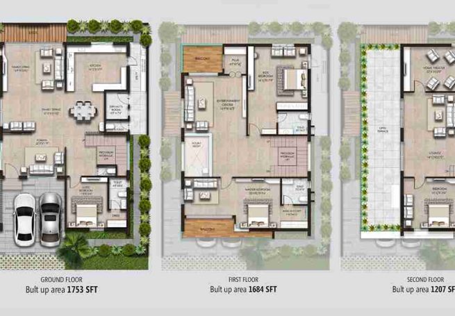 West Facing Villa Layout Plan